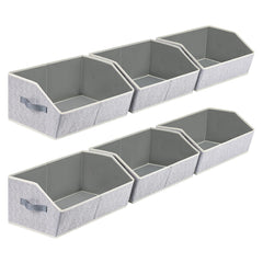 Organizer Trapezoid Storage Bins - Foldable Closet Organization, Fabric Storage Baskets for Shelves - 6 Packs